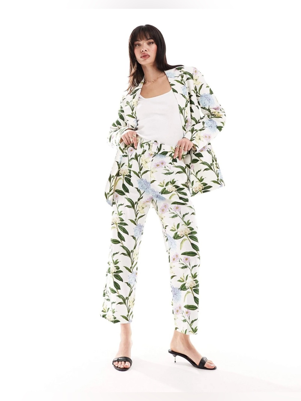 ASOS Design sz8 White Floral Trousers-with Belt-Summer Must Have!!
